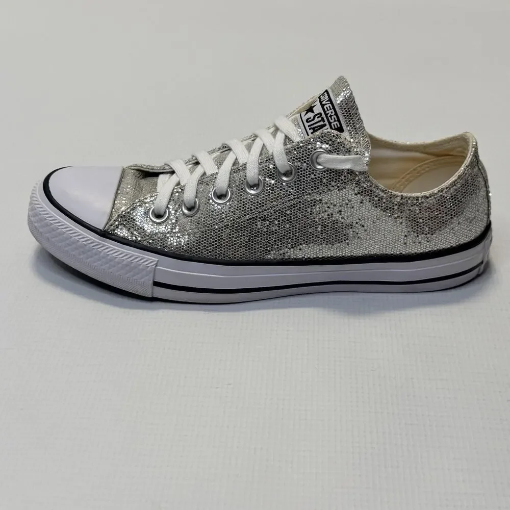 Converse Chuck Taylor All Star Shoes Womens Size 8 Silver Glitter Sneakers